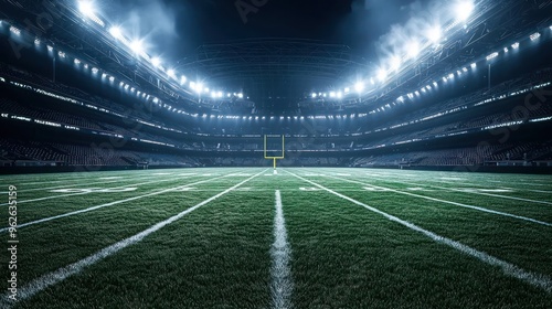 Modern American Football Stadium with High-Tech LED Displays, Futuristic Design, and Dramatic Lighting