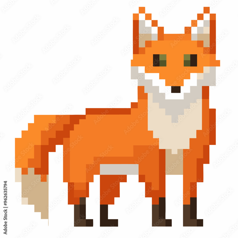 Obraz premium Pixel Art Fox Illustration Retro Styled Digital Animal Graphic