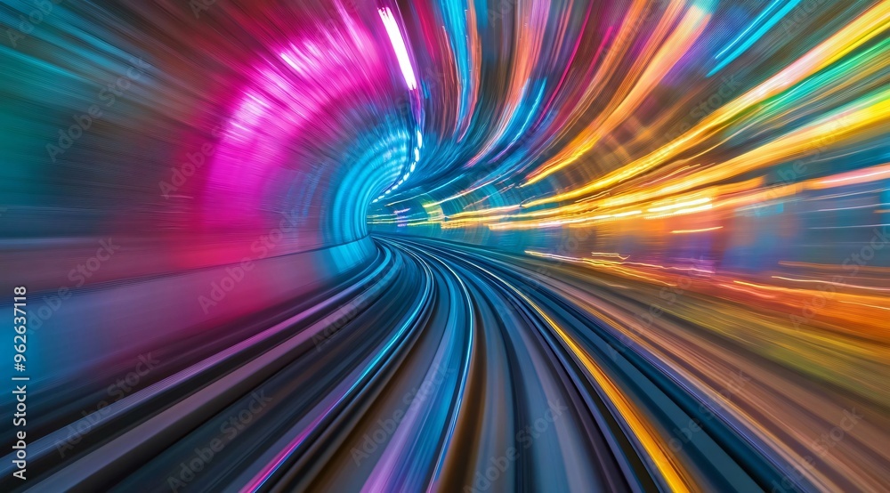 Abstract Tunnel of Light Colorful Speed Blur Fast Motion Neon Lights Urban Design Abstract Tunnel of Light Colorful Speed Blur Fast Motion Neon Lights Urban Design