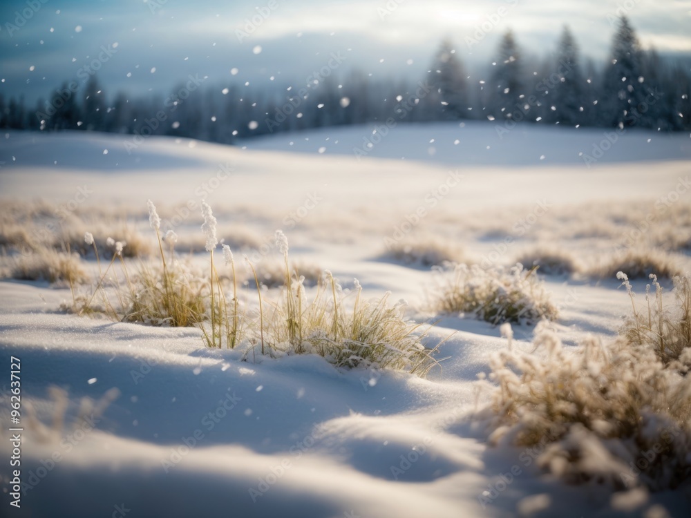 Beautiful light snowfall falling over of snowdrifts Beautiful light snowfall falling over of snowdrifts