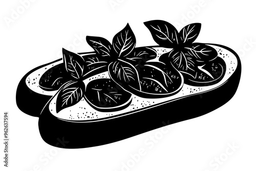 vector silhouette of a Fresh Bruschetta