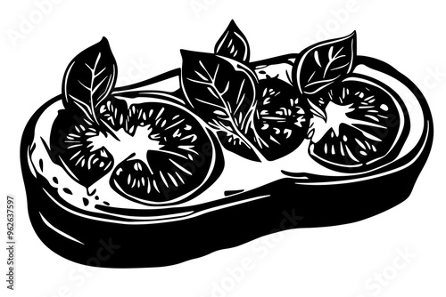 vector silhouette of a Fresh Bruschetta