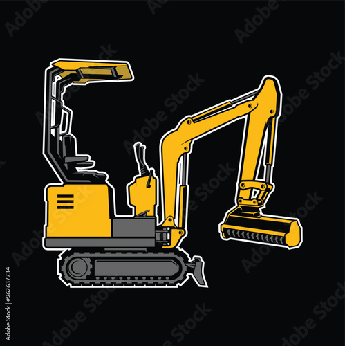 Wallpaper Mural Mini Excavator Forestry Drum Mulcher Logo Vector . Torontodigital.ca