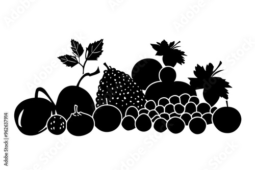 vector silhouette of a Fresh Mixed Fruit