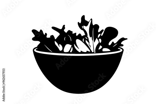 vector silhouette of a Fresh Salad Bowl