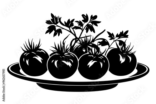 vector silhouette of a Fresh Tomato Salad