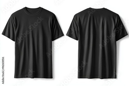 Black Tshirt Mockup Front and Back Isolated created with Generative AI