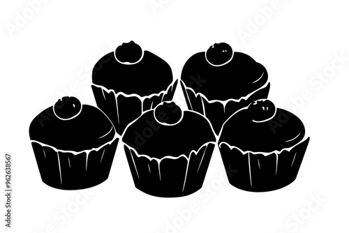 vector silhouette of a Sweet Blueberry Muffins