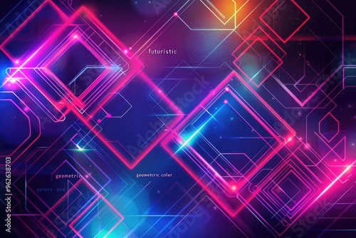 Vibrant Abstract Technology Background with Futuristic Neon Geometry