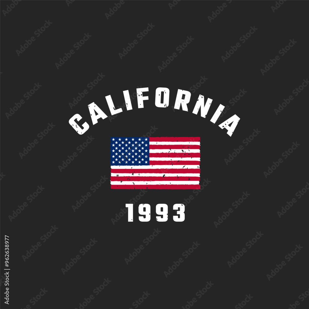 California With America Flag. Urban style wear t shirt design California With America Flag. Urban style wear t shirt design