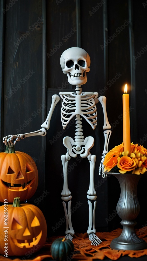 halloween skeleton with skull halloween skeleton with skull
