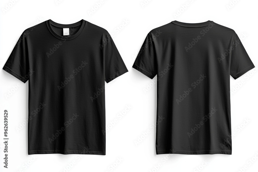 Black Tshirt Mockup Front and Back Isolated created with Generative AI Black Tshirt Mockup Front and Back Isolated created with Generative AI