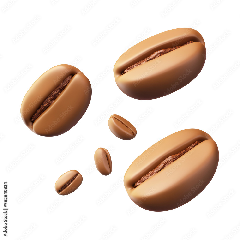 Fototapeta premium coffee beans 3d render icon isolated on transparent background cutout
