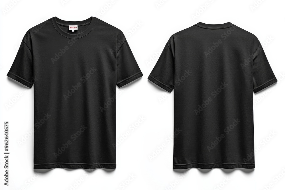 Naklejka premium Black Tshirt Mockup Front and Back Isolated created with Generative AI