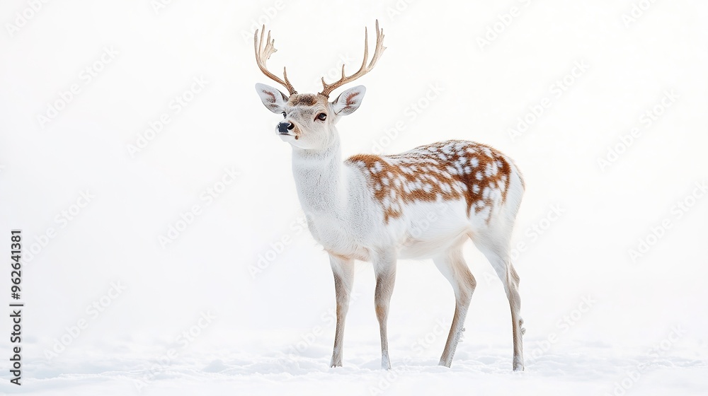 Graceful Deer on a White Background. The image features an elegant deer standing or grazing, with a refined posture and smooth, flowing lines. Graceful Deer on a White Background. The image features an elegant deer standing or grazing, with a refined posture and smooth, flowing lines.