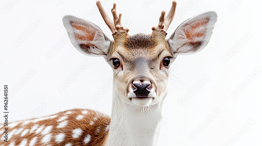 Graceful Deer on a White Background. The image features an elegant deer standing or grazing, with a refined posture and smooth, flowing lines.