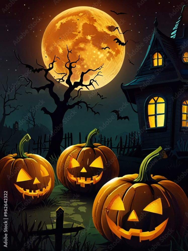 Fototapeta premium halloween background with pumpkin