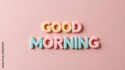 Good morning word letter on pink and blue pastel sky