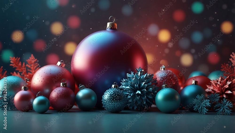 Radiant Ornaments on Dark Surface with Holiday Lights Radiant Ornaments on Dark Surface with Holiday Lights