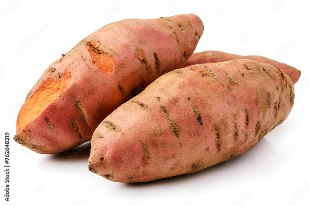 Whole sweet potatoes isolated on white background Whole sweet potatoes isolated on white background
