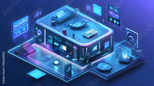 3D Illustration of a Smart Home with Futuristic Technology