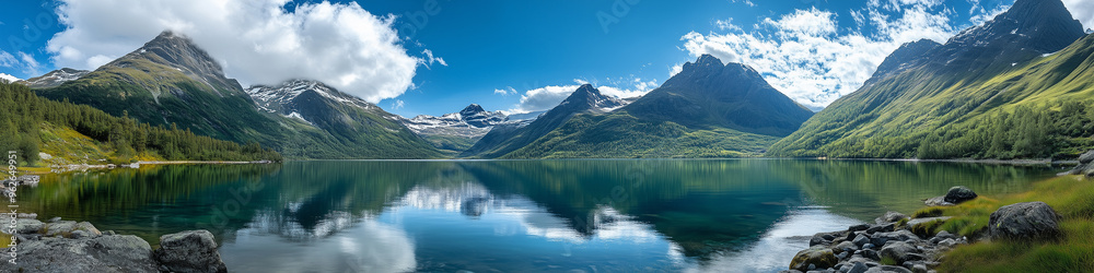 Snow mountain lake beautiful background