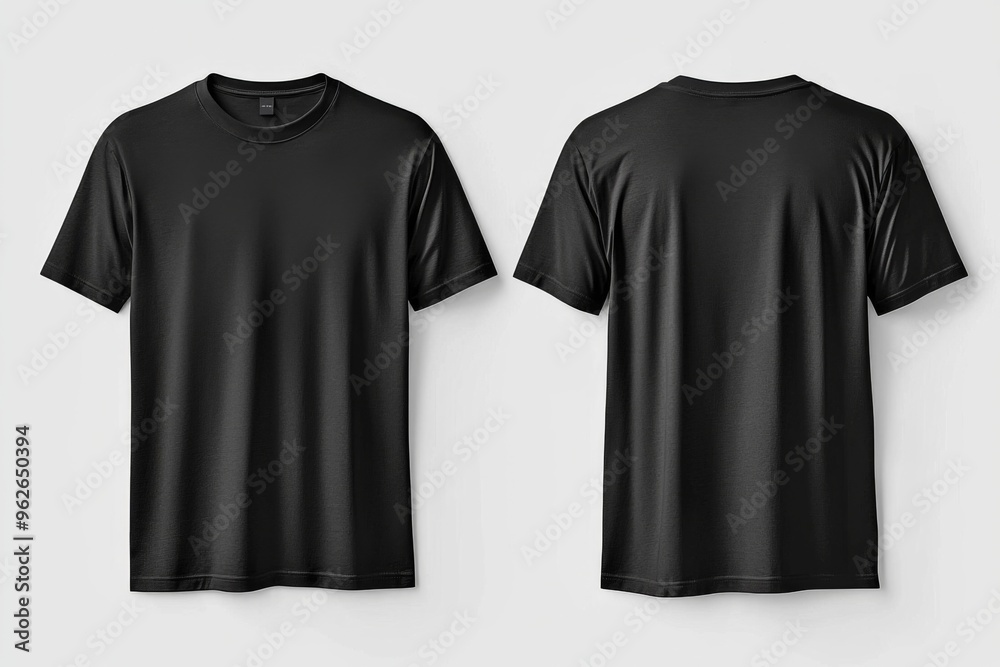 Naklejka premium Black Tshirt Mockup Front and Back Isolated created with Generative AI