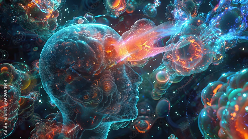 Complex and Disordered Thoughts of Human Mind Illustrated with Tangled Bubbles of Happiness and Sadness