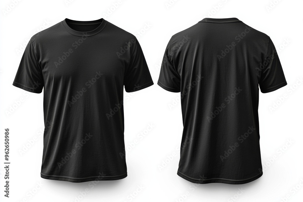 Black Tshirt Mockup Front and Back Isolated created with Generative AI