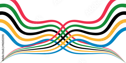 Paris Olympics games of the colors wavy stripes abstract illustration.