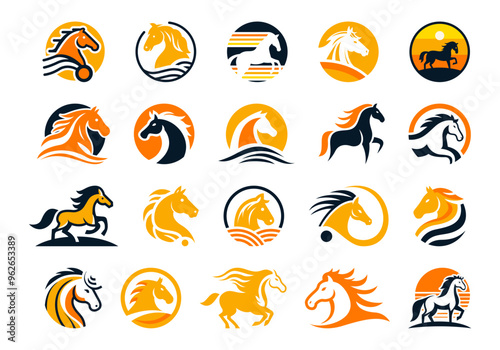 Creative Horse Elegant Logo Element Set 