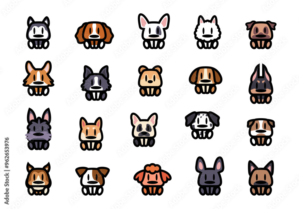 Cute Dog Small Icon Element Set