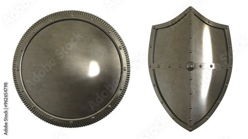 Metal shield on transparent background