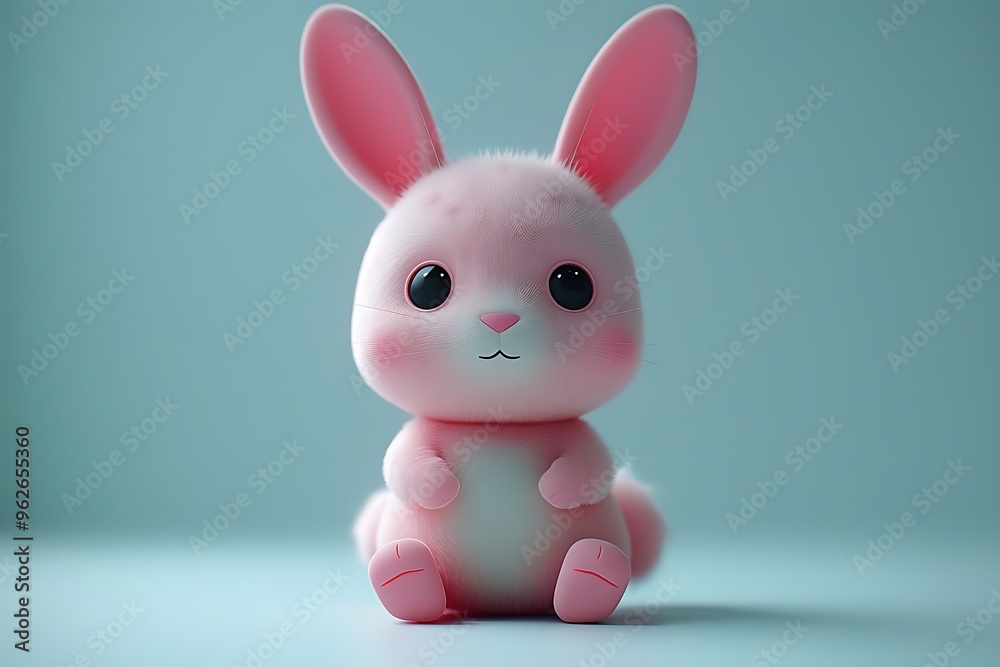 Cute Pink Bunny Rabbit Cartoon Character D Render Cute Pink Bunny Rabbit Cartoon Character D Render