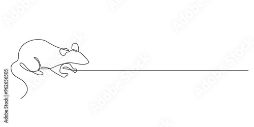 Wallpaper Mural continuous line rat.one line drawing of rat animal.rat pest.single line vector illustration.isolated white background Torontodigital.ca