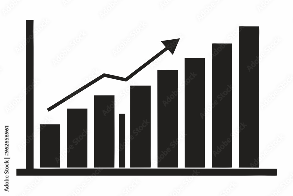 Growth bar chart, Growing graph vector, Business chart with arrow, Profit growing icon, Growth success icon vector.
Growth bar chart, Growing graph vector, Business chart with arrow, Profit growing icon, Growth success icon vector.