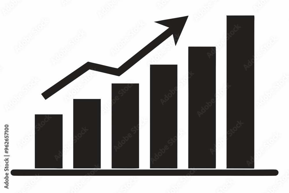 Growth bar chart, Growing graph vector, Business chart with arrow, Profit growing icon, Growth success icon vector.
Growth bar chart, Growing graph vector, Business chart with arrow, Profit growing icon, Growth success icon vector.