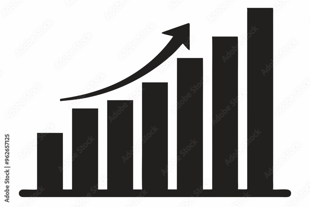 Growth bar chart, Growing graph vector, Business chart with arrow, Profit growing icon, Growth success icon vector.
Growth bar chart, Growing graph vector, Business chart with arrow, Profit growing icon, Growth success icon vector.