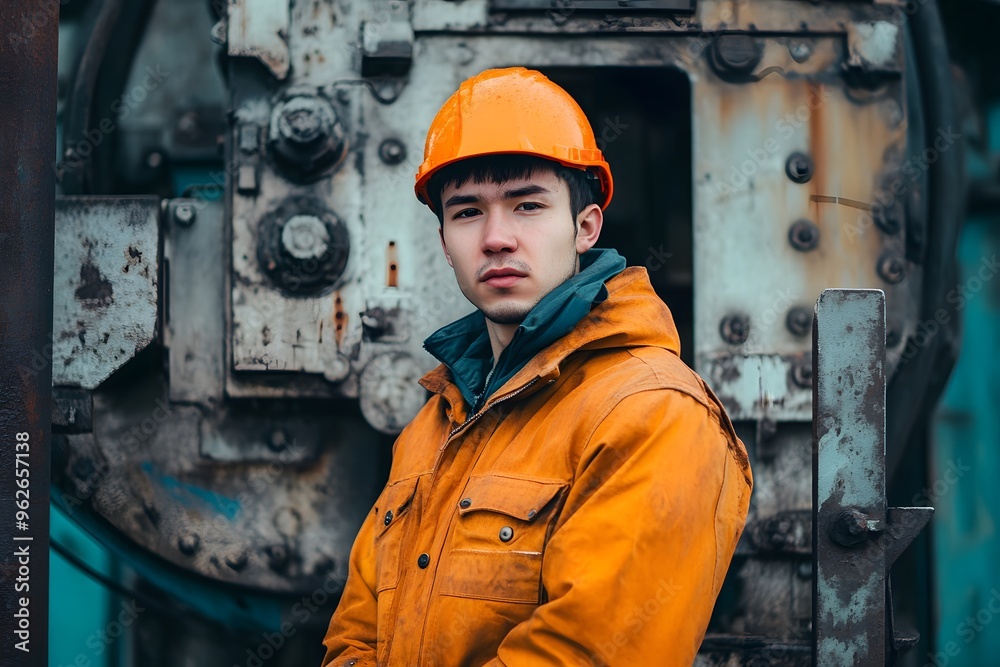Industrial Worker in Hard Hat and Workwear Industrial Worker in Hard Hat and Workwear