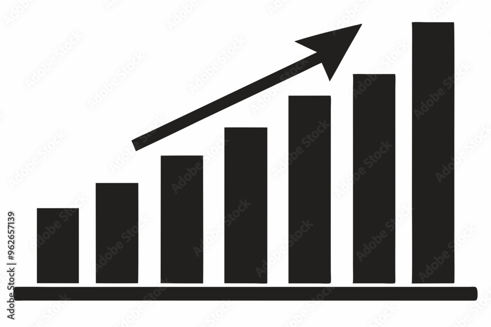 Growth bar chart, Growing graph vector, Business chart with arrow, Profit growing icon, Growth success icon vector.
Growth bar chart, Growing graph vector, Business chart with arrow, Profit growing icon, Growth success icon vector.