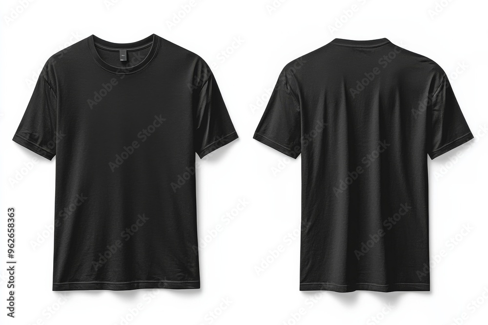 Black Tshirt Mockup Front and Back Isolated created with Generative AI Black Tshirt Mockup Front and Back Isolated created with Generative AI