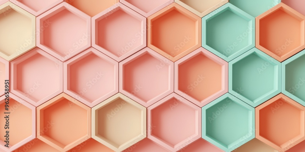 Naklejka premium pastel hexagon geometric pattern abstract background minimalist 3d rendering.