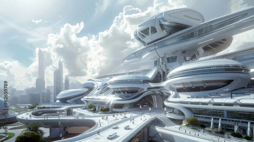 futuristic medical university building. realism style futuristic medical university building. realism style