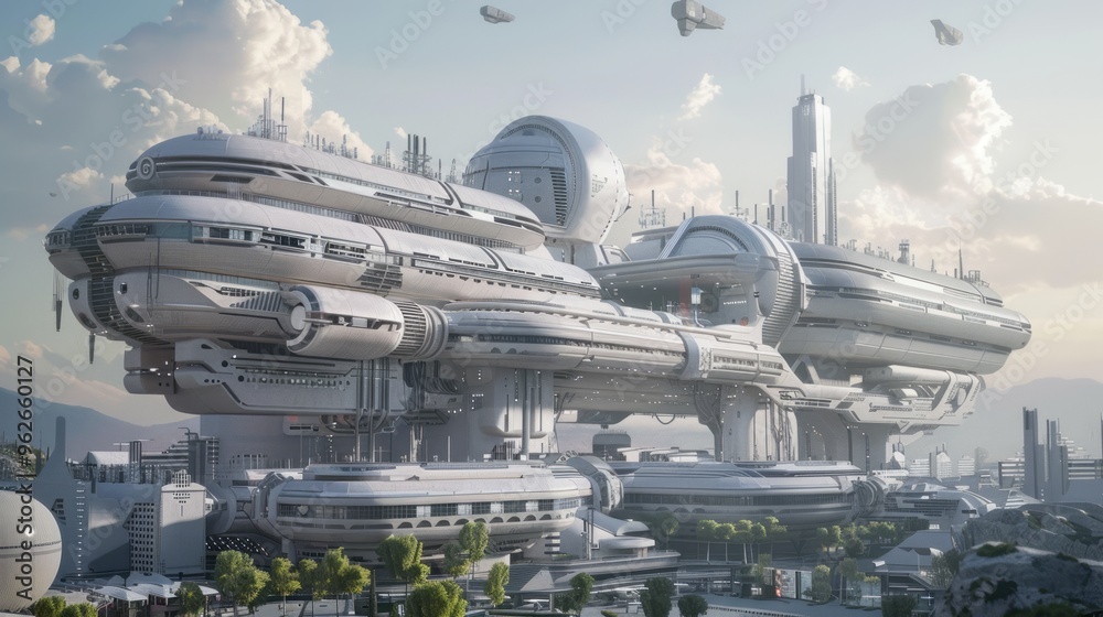 futuristic medical university building. realism style futuristic medical university building. realism style