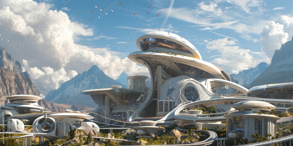 futuristic medical university building. realism style