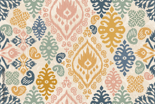 Motifs African boho paisley Floral Ikat pattern embroidery border. Ethnic ikat floral Ethnic Indian Pattern Ikat pattern Ethnic Pattern.Border indian floral Aztec embroidery border seamless patterns.