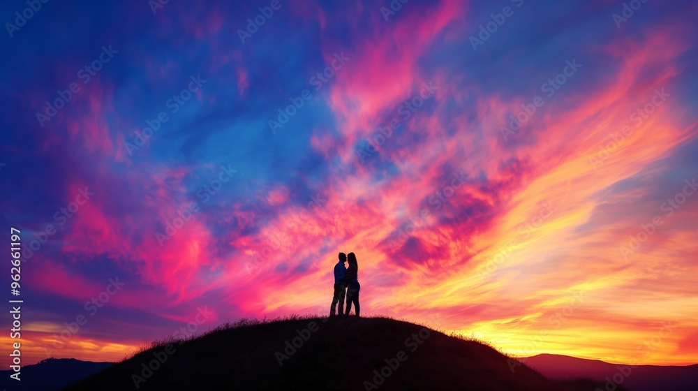 couple romantic scene on the hill couple romantic scene on the hill