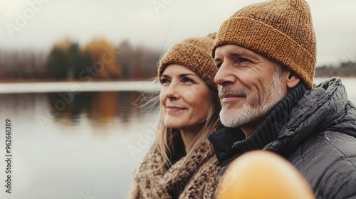 Senior couple fishing by a lake, peaceful and relaxing atmosphere, senior fishing, leisure and outdoors