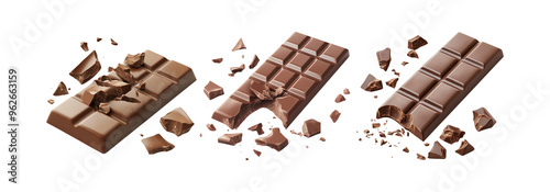 Chocolate bars isolated on transparent background, sweet treats and confectionery photo