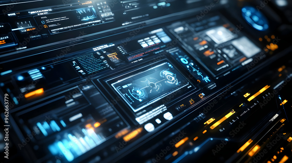 Futuristic Digital Interface 3D Illustration